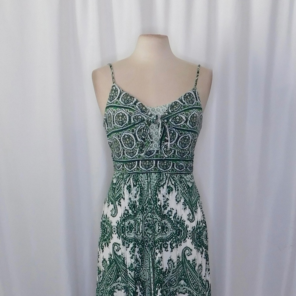 Anthropologie MOULINETTE SOEURS Brisbane Green Paisley Maxi Dress Knit Medium - Picture 4 of 16